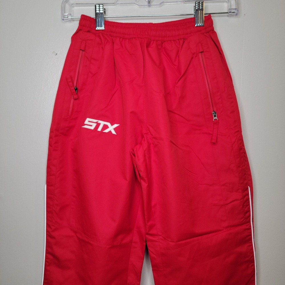 STX Warm Up Pants Red Elastic Waist Zip Pockets Athletic Activewear Youth Small - Picture 2 of 16
